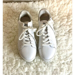 Ash Cult S Leather Platform Sneakers White and Silver Women Size 39/9